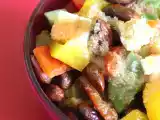 Rezept Paprika-avocado-feta-salat mit gerösteten mandeln und amaranth-vinaigrette